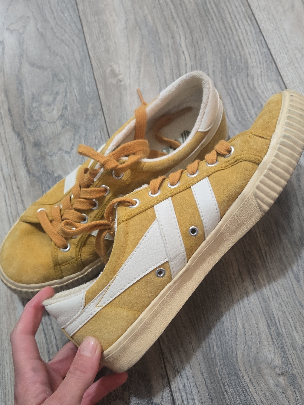 Gola Yellow Suede Sneakers with White Stripes